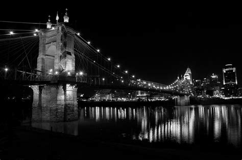 Roebling Bridge at Night Photograph by Joe Tabb - Pixels