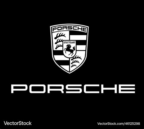 Porsche logo car brand symbol black white design Vector Image