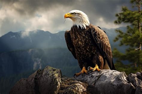 Premium Photo | Majestic bald eagle perched on a rocky cliff