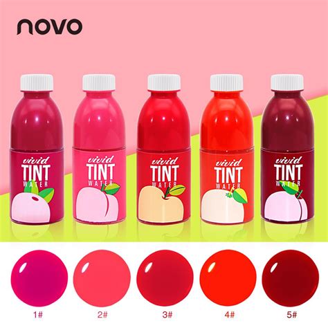 [Visit to Buy] NOVO Brand 5Colors Fruit Stained Lip Gloss Waterproof Long Lasting Non-Stick Cup ...