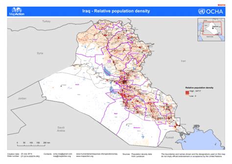 Iraq: Relative population density (as of 23 July 2014) - Iraq | ReliefWeb