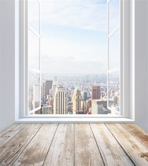 Window with city view stock illustration. Illustration of apartment ...