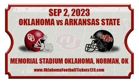 Oklahoma Sooners vs Arkansas State Red Wolves Football Tickets | 09/02/23