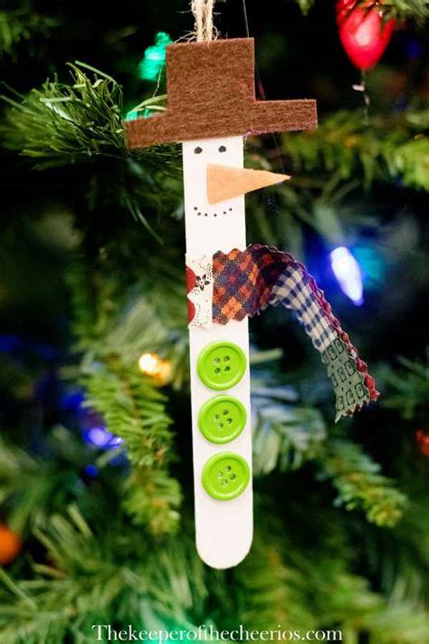 Craft Stick Snowman Ornament Craft - The Keeper of the Cheerios