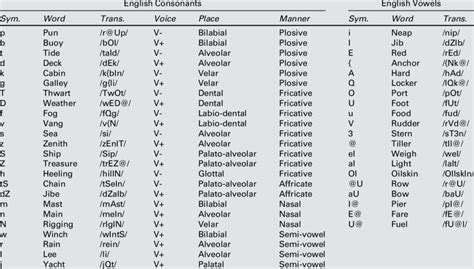 The 24 Consonants and 20 Vowel Sounds in English With Their SAMPA... | Download Scientific Diagram