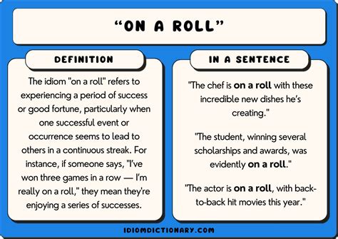 On a Roll (Idiom) - Meaning, Origins and Examples - idiomdictionary.com