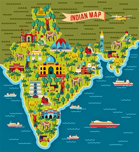 Tourist Illustrated Map Of India Maps Of India Maps Of Asia | Images ...