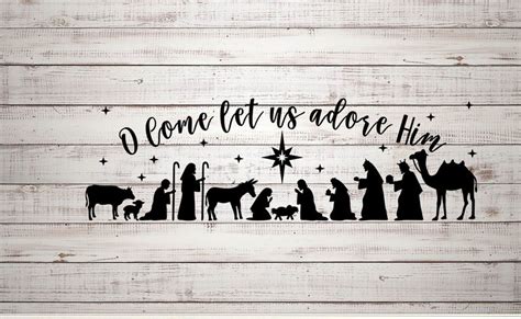 Oh Come Let Us Adore Him Nativity Scene Stencil Christmas | Etsy