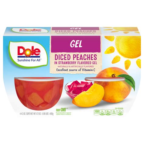 Save on Dole Fruit Cups Peaches in Strawberry Gel - 4 ct Order Online Delivery | Giant