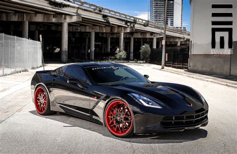 Sinister Corvette C7 With Red Custom Wheels — CARiD.com Gallery