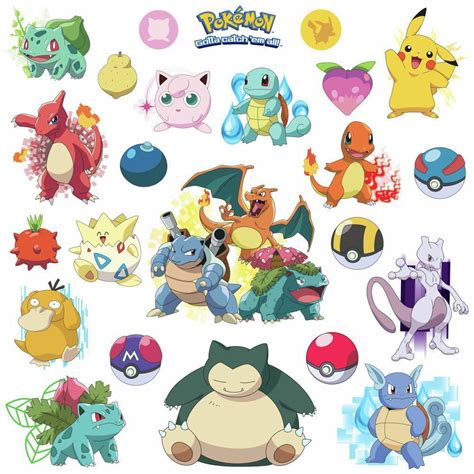 Pokemon Iconic 24 Wall Decals Room Decorations Pikachu Pokeball Decor Stickers - Walmart.com ...