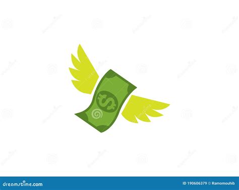 Flying Stack of Dollar Banknotes, Set of Money with Wing Fly Logo Line Art Icon Design, Isolated ...