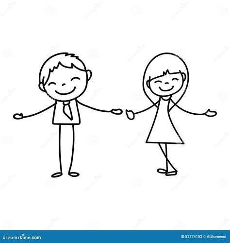 Hand Drawing Cartoon Happy People Stock Vector - Illustration of living, character: 52774103