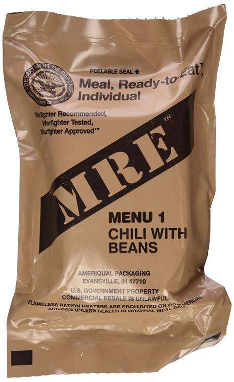 Buy US MRE Meal Ready to Eat, Army Ration EPA, Assorted Menus, CHILI ...