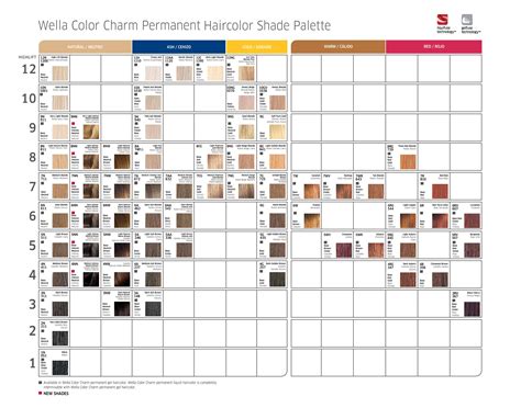 Wella color charm, Wella color charm chart, Wella hair color