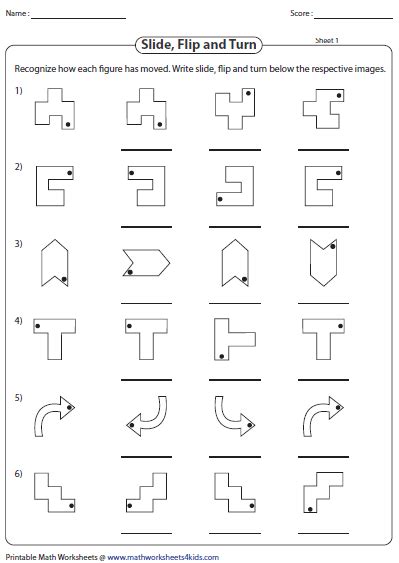 Slide, Flip and Turn Worksheets