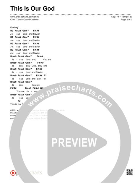 This Is Our God Chords PDF (Chris Tomlin / David Crowder) - PraiseCharts