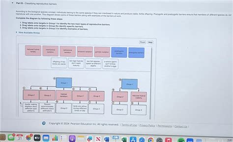 Solved Part B - Classifying reproductive barriers reproduce | Chegg.com