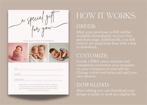 Family Photography Gift Certificate Template Printable Gift Card ...