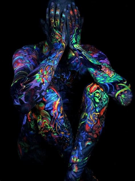 Glowrious George Glows from Head to Toe in His UV Tattoo Bodysuit Uv Tattoo, Uv Ink Tattoos ...