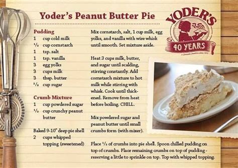 Yoder's Amish Peanut Butter Pie | Recipe | Peanut butter pie, Peanut butter pie recipes, Peanut ...