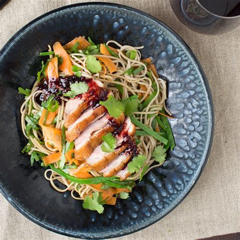 Seared Duck Breast with Plum Sauce and Soba Noodle Salad - Nadia Lim