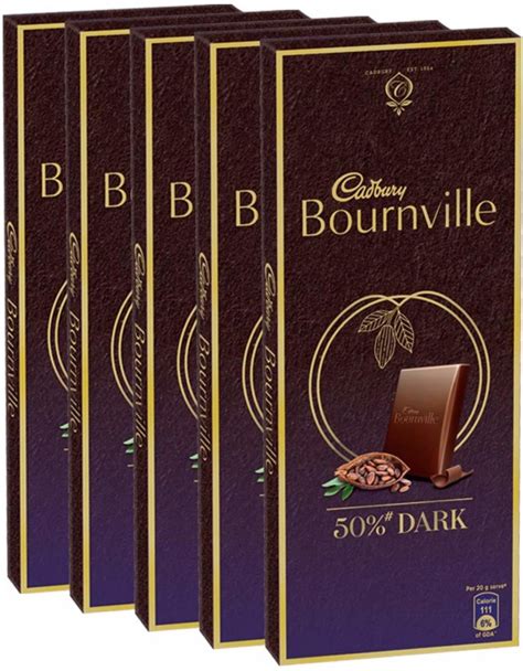 Cadbury Bournville 50% Cocoa Dark Chocolate Bar 80 g (Pack of 5) Bars(5 ...