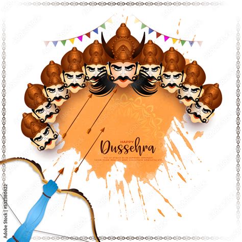 Happy Dussehra festival background with Ravana face design Stock Vector ...