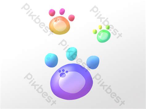 Drawing Cartoon Cute Colorful Cat Footprint Imprint Illustration PNG Images | PSD Free Download ...