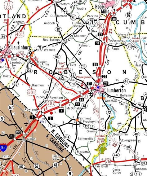 Highway Map of Robeson County's Title V Facilities, North Carolina ...