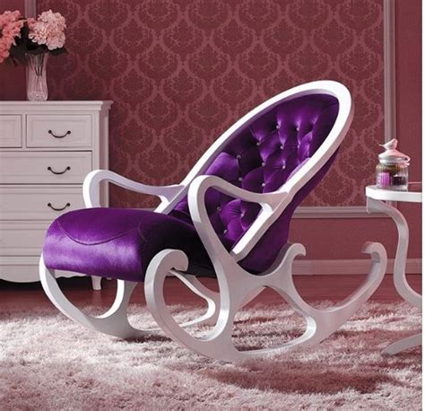 purple & white rocking chair-love | Modern furniture living room ...