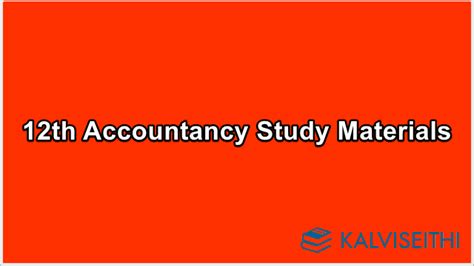 12th Accountancy Study Materials