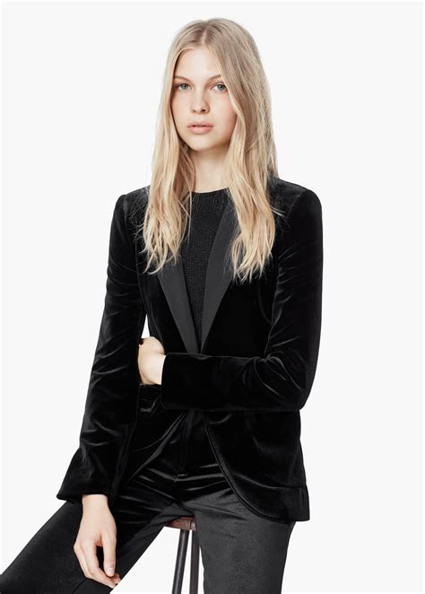 Lyst - Mango Velvet Blazer in Black