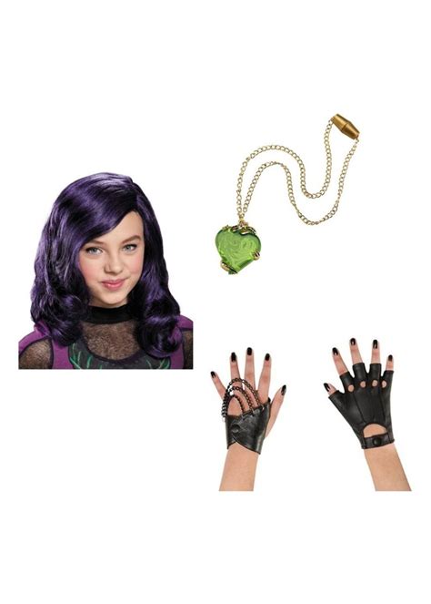 Descendants Mal Wig Gloves and Necklace Girls Accessory Set - Accessories