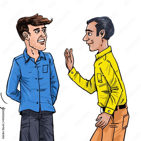 Cartoon two men talking after meeting each other. Stock Vector | Adobe ...