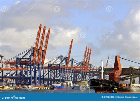 Container Ship in the Port of Rotterdam Stock Photo - Image of heavy, locks: 22722086