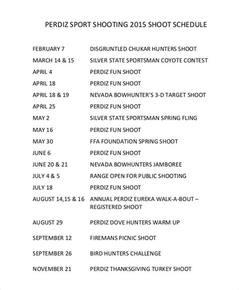 Shooting Schedule Template - 13+ Free Word, PDF Document Downloads