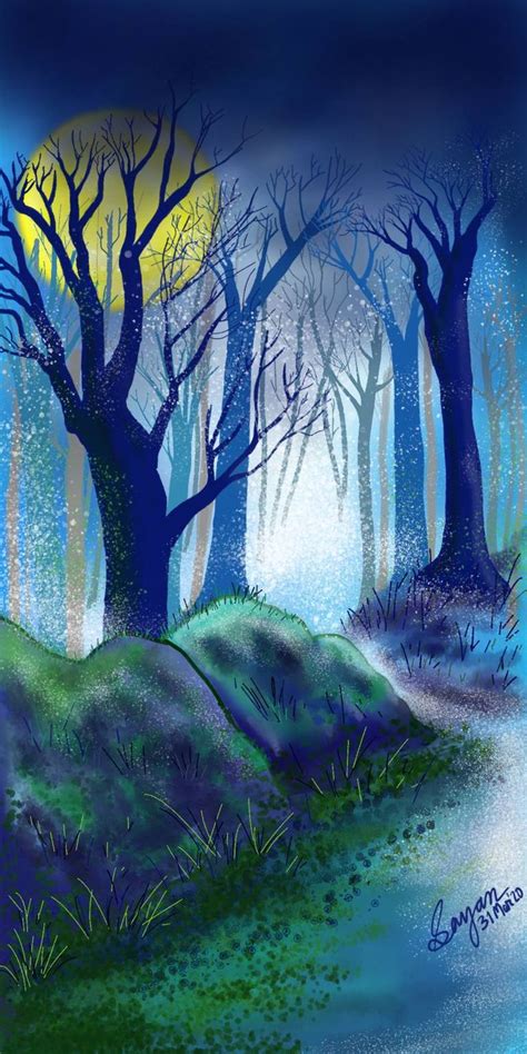 Silent Moonlit Forest Artwork | Surreal art, Art, Digital painting