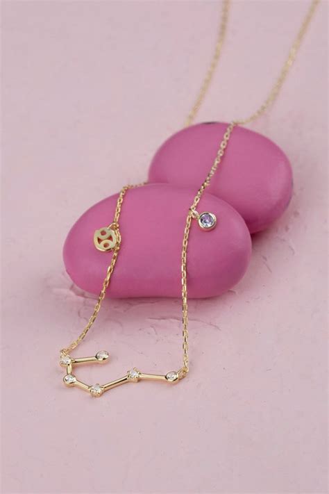 Cancer Constellation Zodiac Birthstone Necklace 14k 18k 10k - Etsy