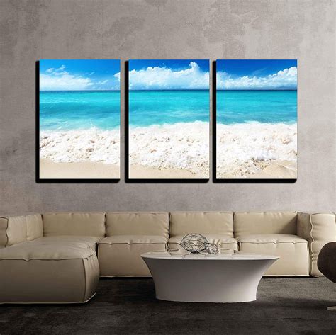 Wall26 3 Piece Canvas Wall Art - Sand of Beach Caribbean Sea - Modern ...