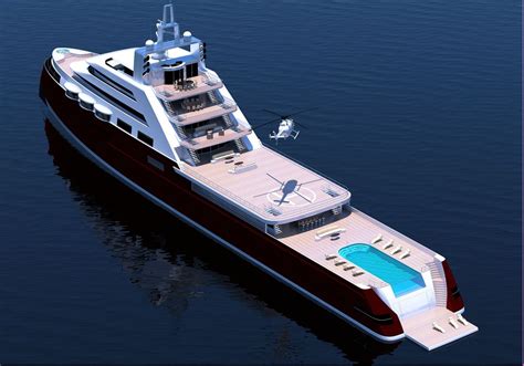 110m Explorer Motor Yacht Concept by J Kinder Yacht Design- Arial View ...