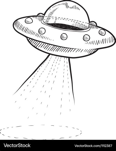 Doodle ufo spaceship Royalty Free Vector Image