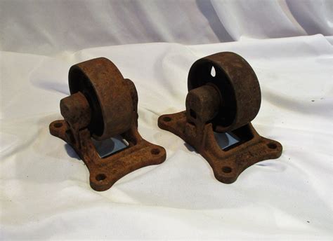 Industrial Cart or Mining Cart Wheels, Repurpose as Bookends, Old Factory Salvage Industrial ...