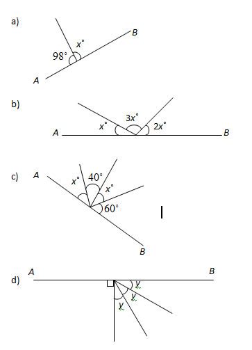 Angles in a Straight Line Worksheets, Solutions, Examples