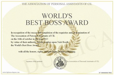 √ 20 Best Boss Award Certificate ™ | Dannybarrantes Template