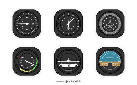 Airplane Cockpit Instruments Design Set Vector Download