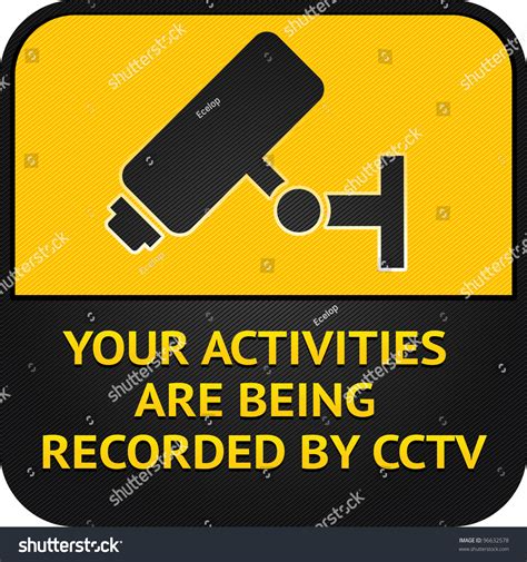 Warning Sticker For Security Alarm Cctv Camera Surveillance Stock ...