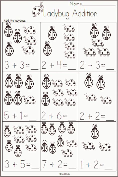 Kindergarten Free Spring Addition Worksheet for Kindergarten Ladybugs Made… | Kindergarten ...