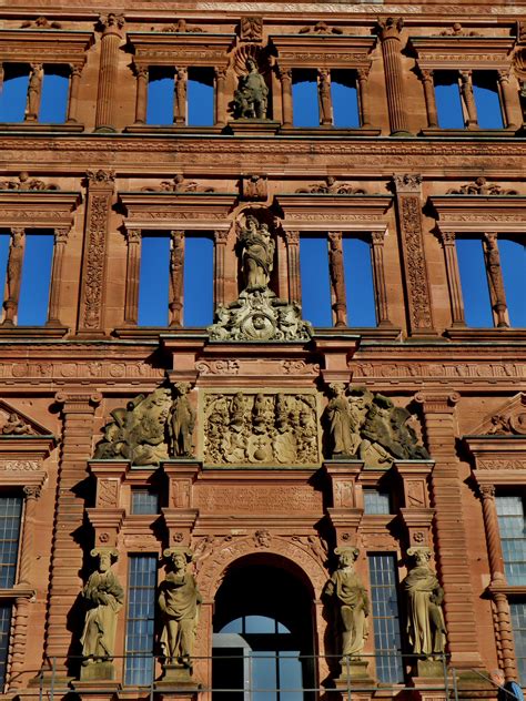 great portal and front of the Heidelberg Castle, red sandstone from here | Germany, New ...