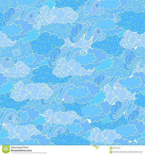 Cloud Seamless Pattern. Hand Drawn Stock Vector - Illustration of hand, seamless: 63377487